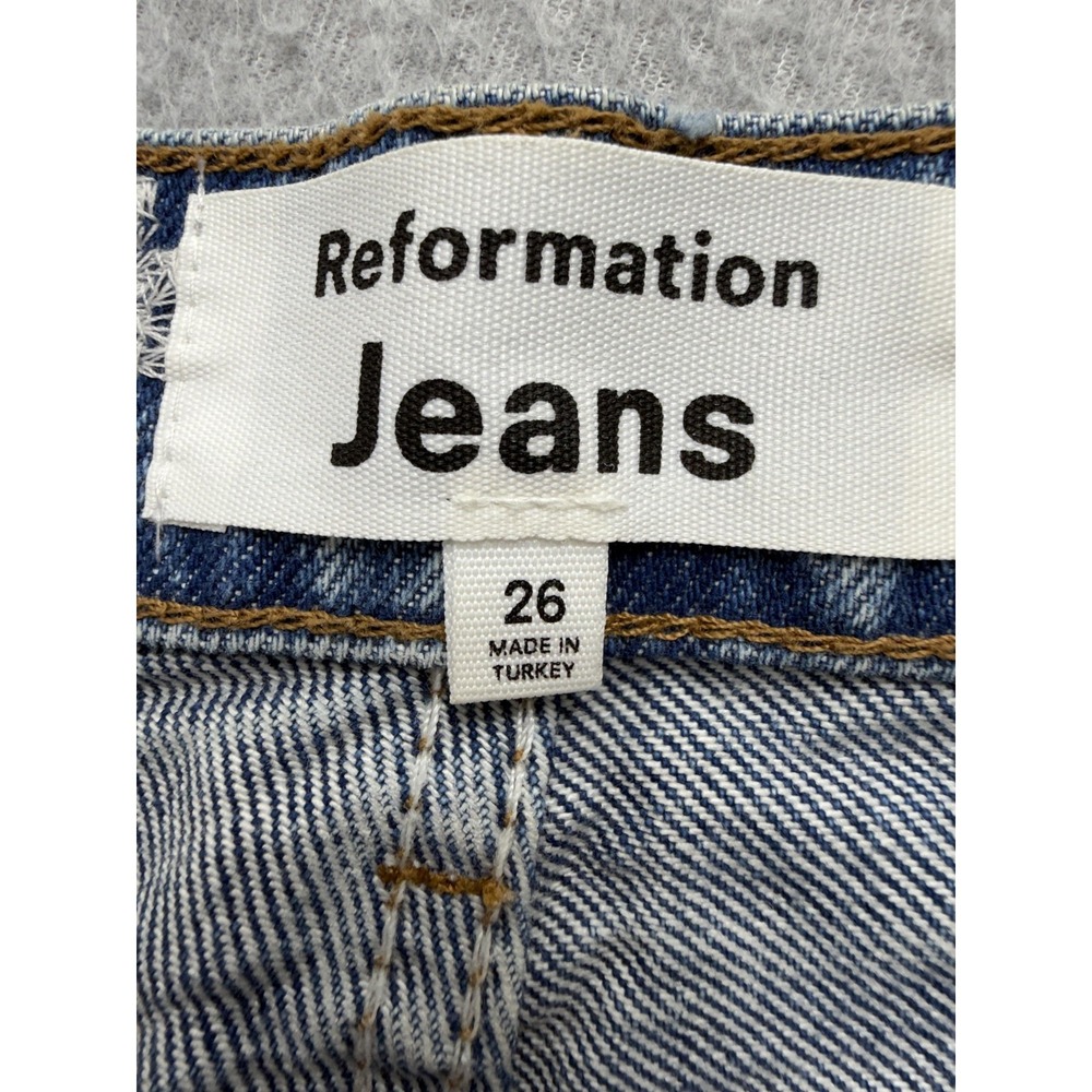Reformation Cynthia Chamomile High Rise Straight Jeans Womens 26 Blue Floral - Picture 10 of 16